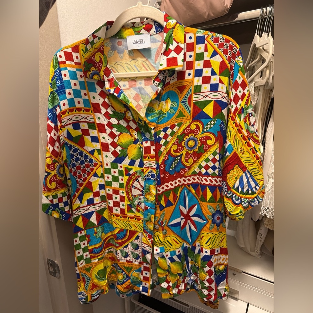 Vibrant Multicolor Short Sleeve Women's Top